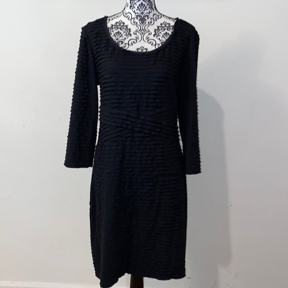 NWT!! Max Studio Black Midi 3/4 Sleeve Midi Dress - Picture 2 of 12